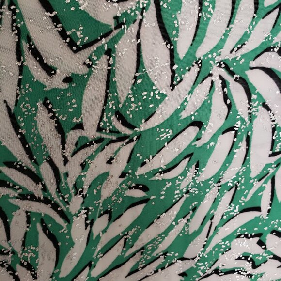 Emily Daniels Multicolor Green Floral Design Stretchy Shiny Flakes Plus Size 3X - Picture 15 of 15